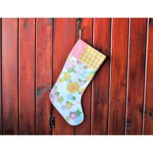 Upcycled Retro Floral Christmas Stocking